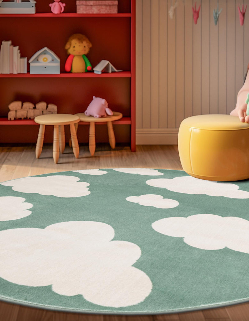 Wonder Tykes Collection Area Rug -  Dreamview Round Soft Green  lifestyle 63