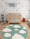 Wonder Tykes Collection Area Rug -  Dreamview Round Soft Green  lifestyle 108