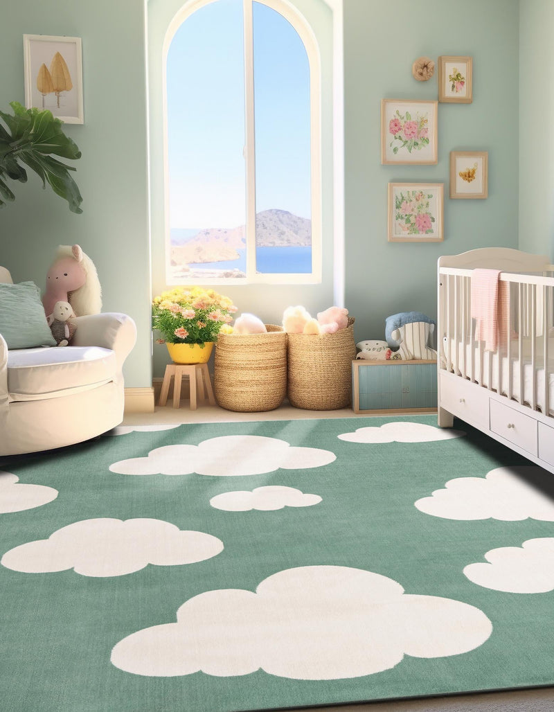 Wonder Tykes Collection Area Rug -  Dreamview Square Soft Green  lifestyle 119