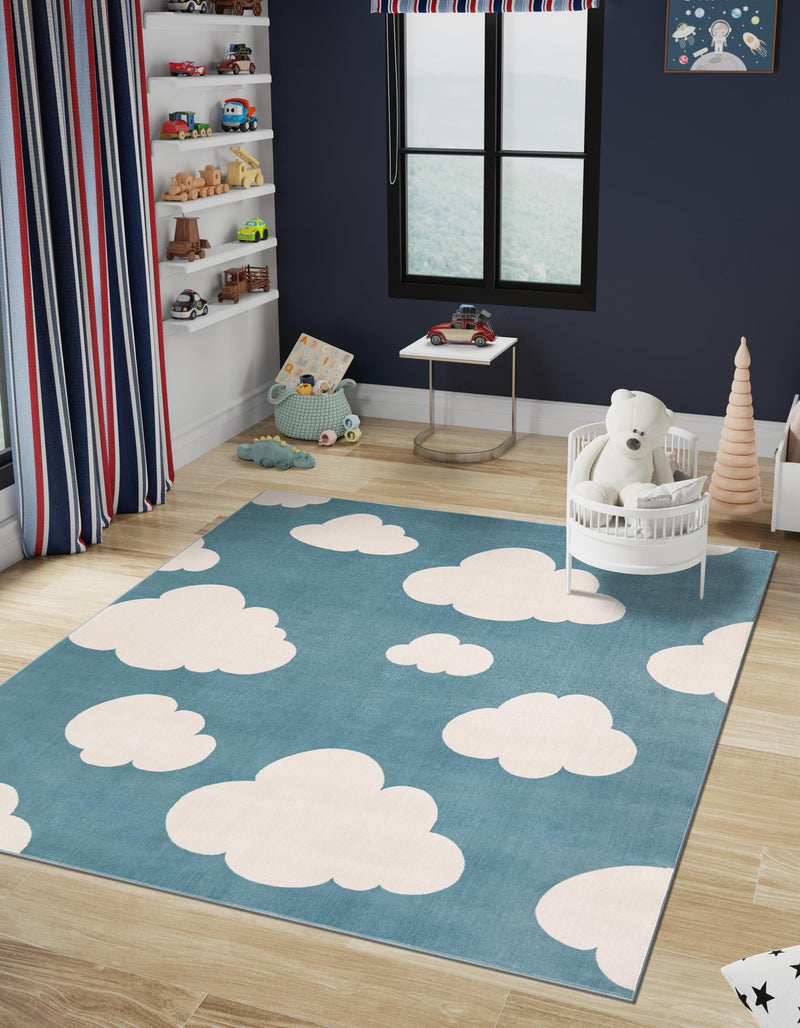 Wonder Tykes Collection Area Rug -  Dreamview Square Sky blue  lifestyle 50