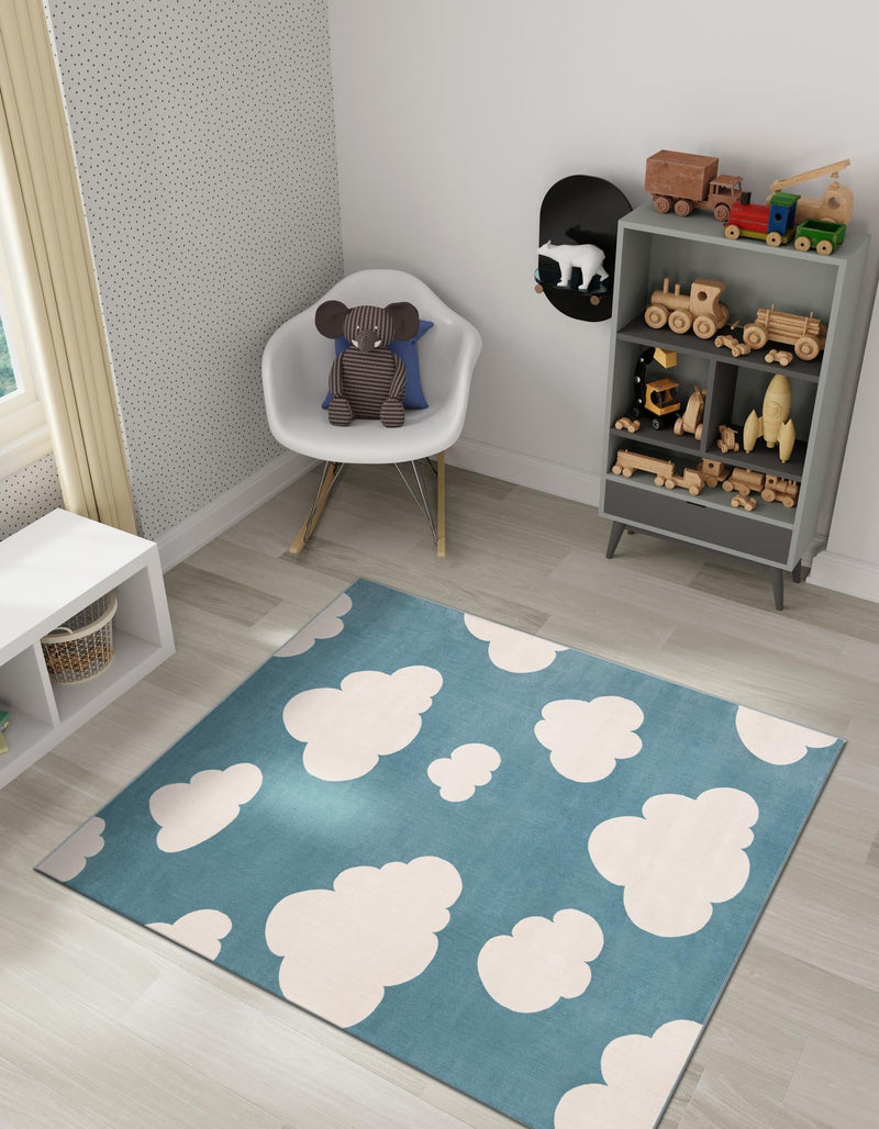 Wonder Tykes Collection Area Rug -  Dreamview Square Sky blue  lifestyle 95