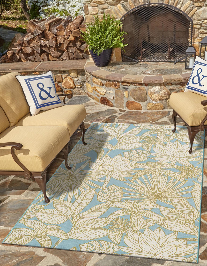 Seaside Blooms Collection Area Rug -  Shalimar Rectangle Soft Blue  lifestyle 3