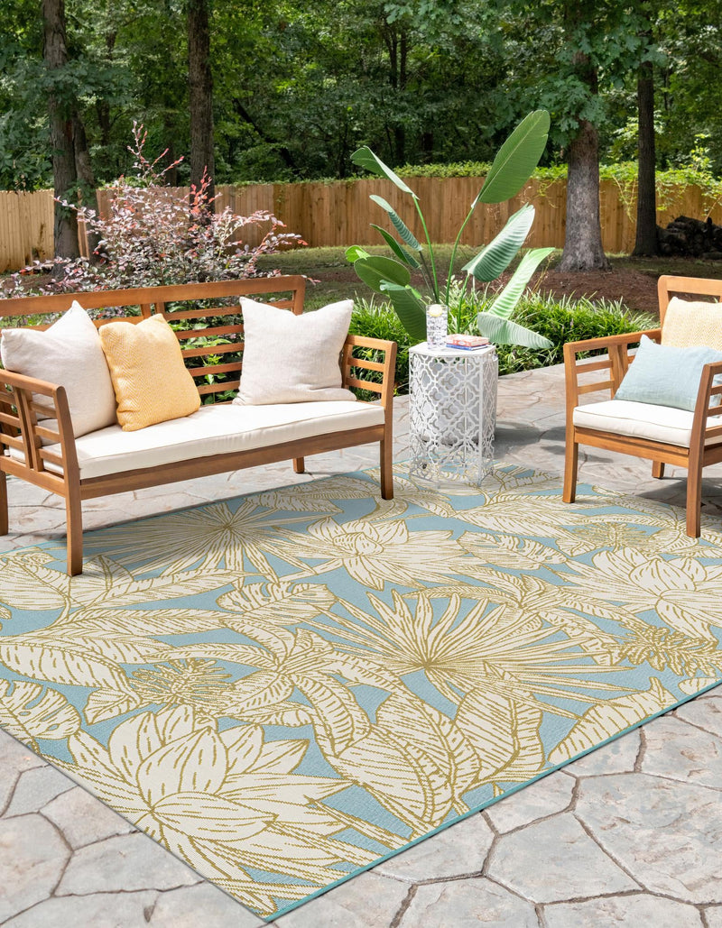 Seaside Blooms Collection Area Rug -  Shalimar Rectangle Soft Blue  lifestyle 9