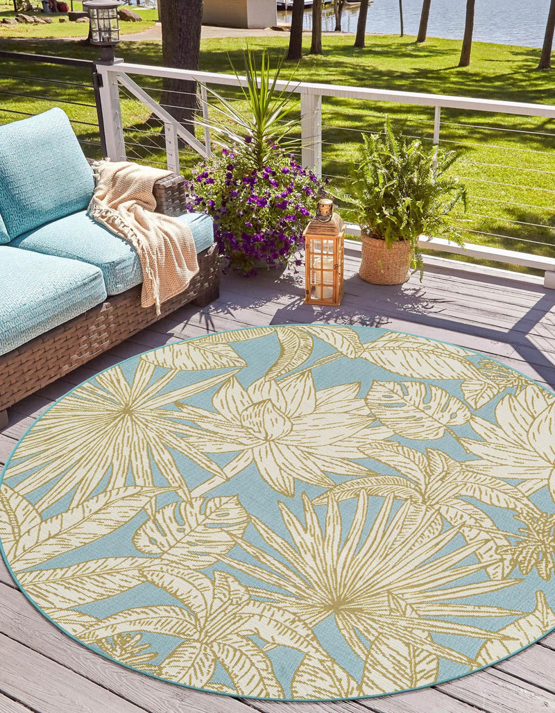 Seaside Blooms Collection Area Rug -  Shalimar Round Soft Blue  lifestyle 12