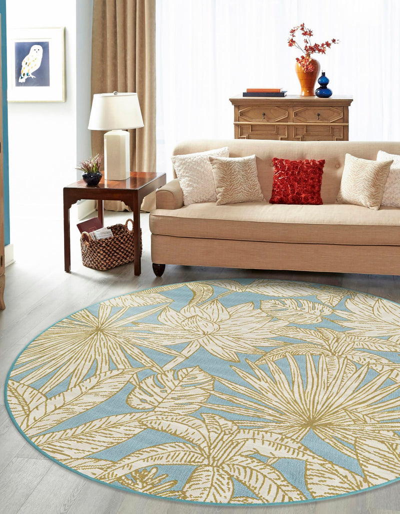 Seaside Blooms Collection Area Rug -  Shalimar Round Soft Blue  lifestyle 15