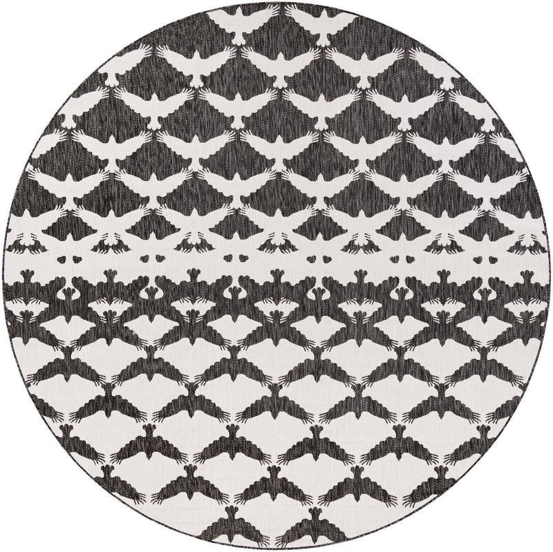 Urban Terrace Collection Area Rug -  Gramercy Round Black and White  lifestyle 14