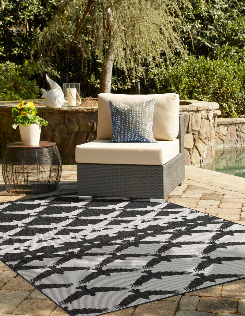 Urban Terrace Collection Area Rug -  Gramercy Rectangle Black and White  lifestyle 2