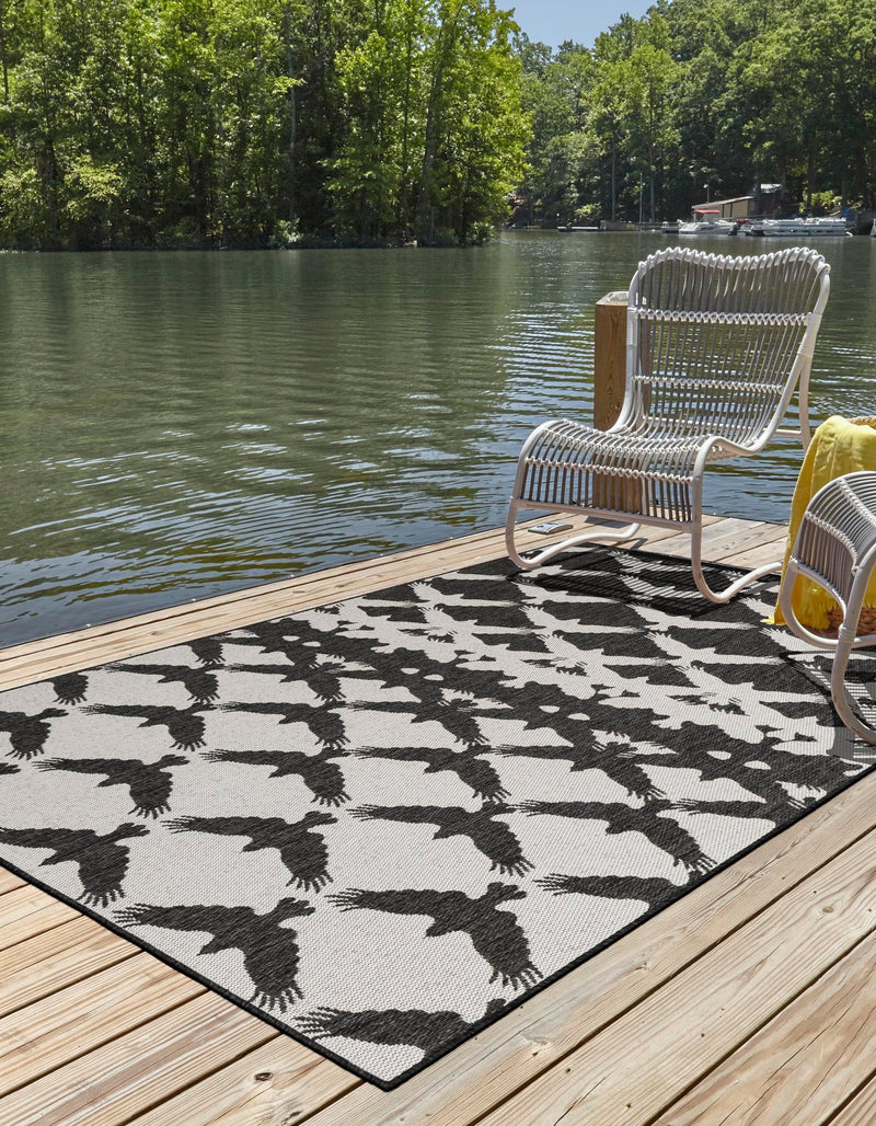 Urban Terrace Collection Area Rug -  Gramercy Rectangle Black and White  lifestyle 4