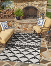 Urban Terrace Collection Area Rug -  Gramercy Rectangle Black and White  lifestyle 5