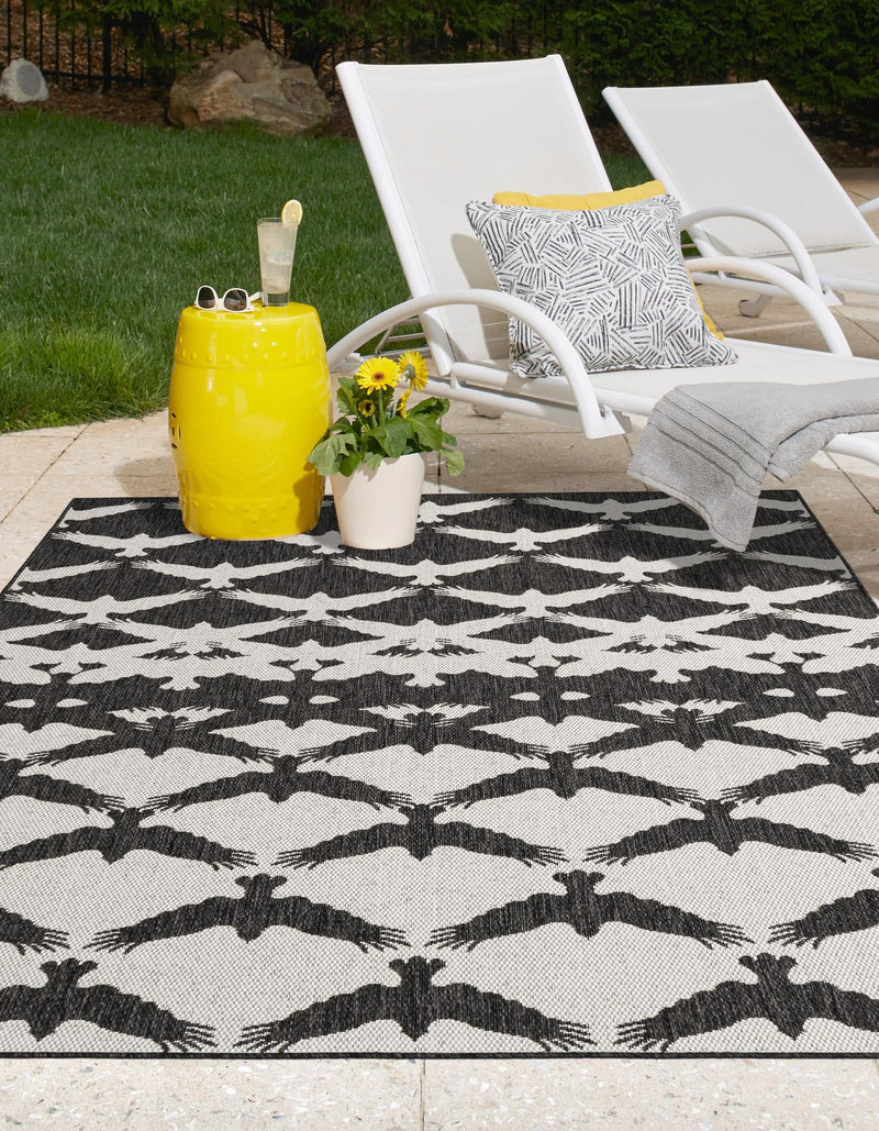 Urban Terrace Collection Area Rug -  Gramercy Rectangle Black and White  lifestyle 7