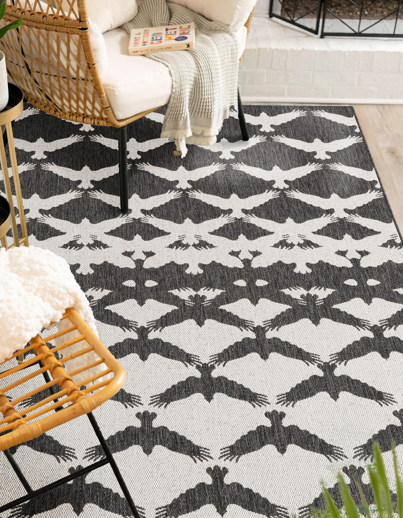 Urban Terrace Collection Area Rug -  Gramercy Rectangle Black and White  lifestyle 8