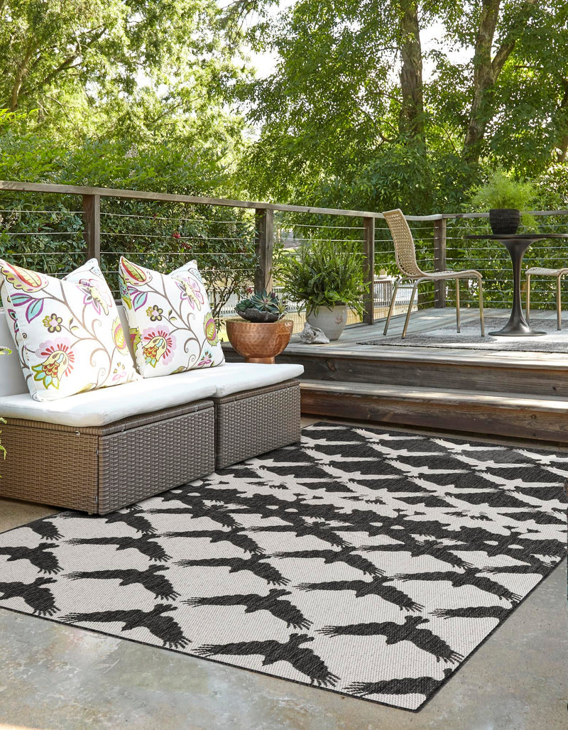 Urban Terrace Collection Area Rug -  Gramercy Rectangle Black and White  lifestyle 10