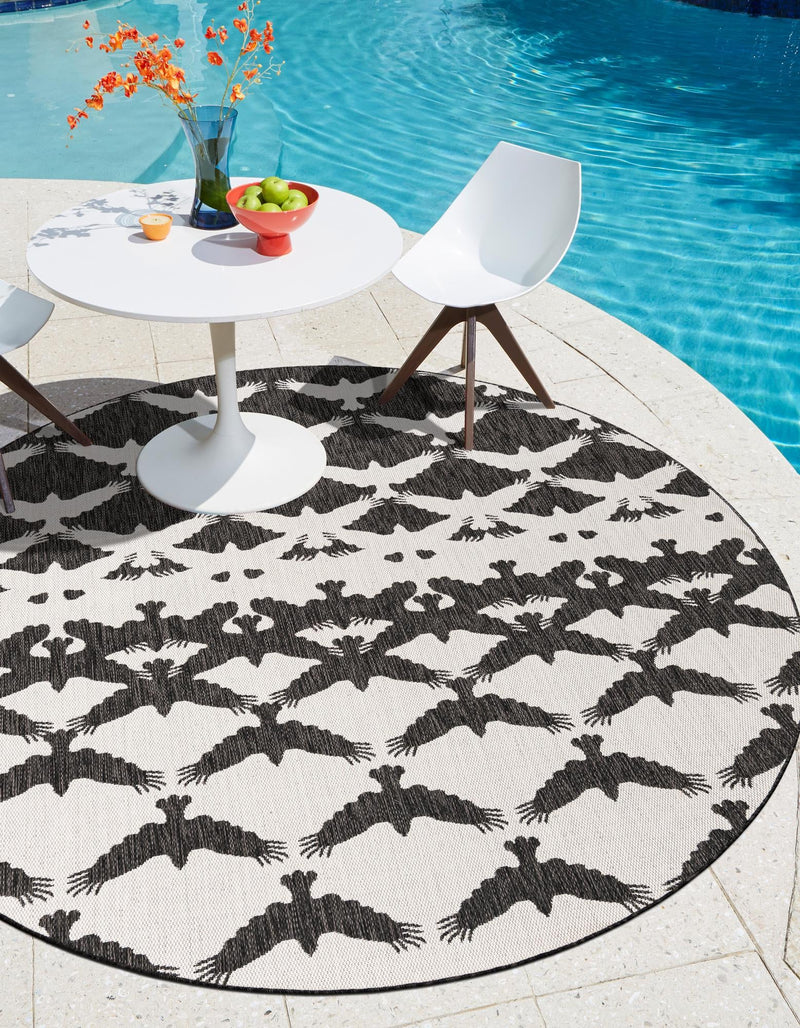 Urban Terrace Collection Area Rug -  Gramercy Round Black and White  lifestyle 17