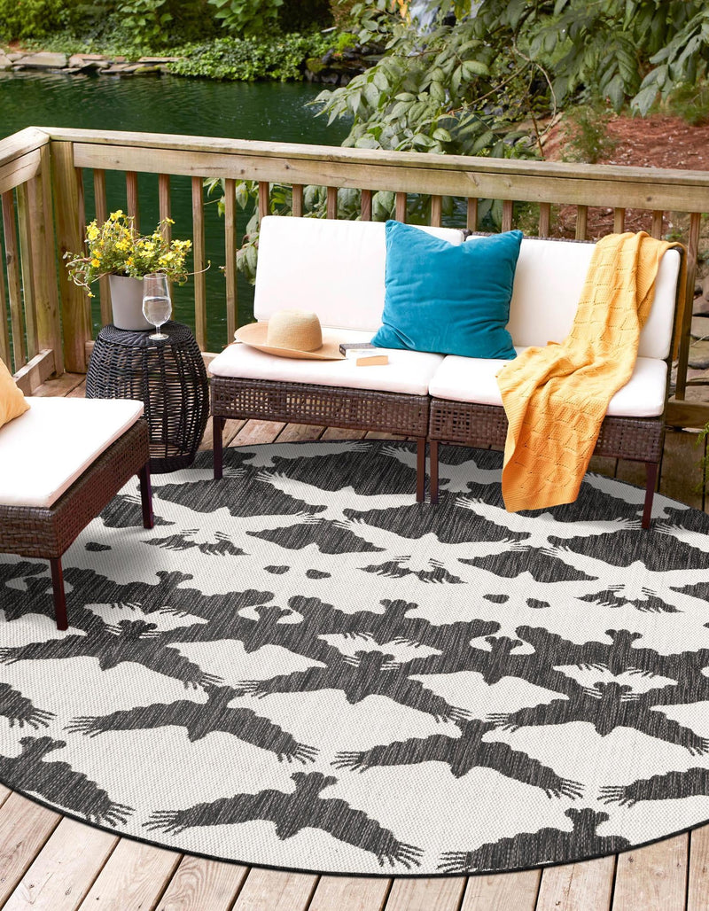 Urban Terrace Collection Area Rug -  Gramercy Round Black and White  lifestyle 23