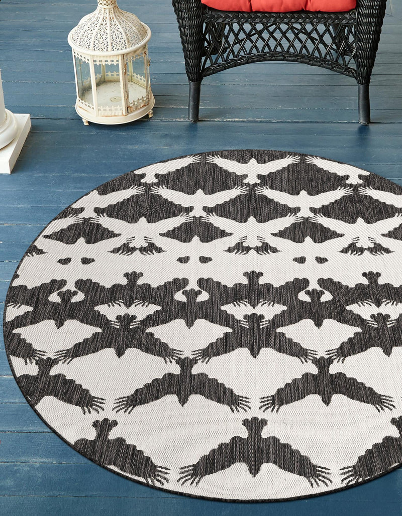 Urban Terrace Collection Area Rug -  Gramercy Round Black and White  lifestyle 29