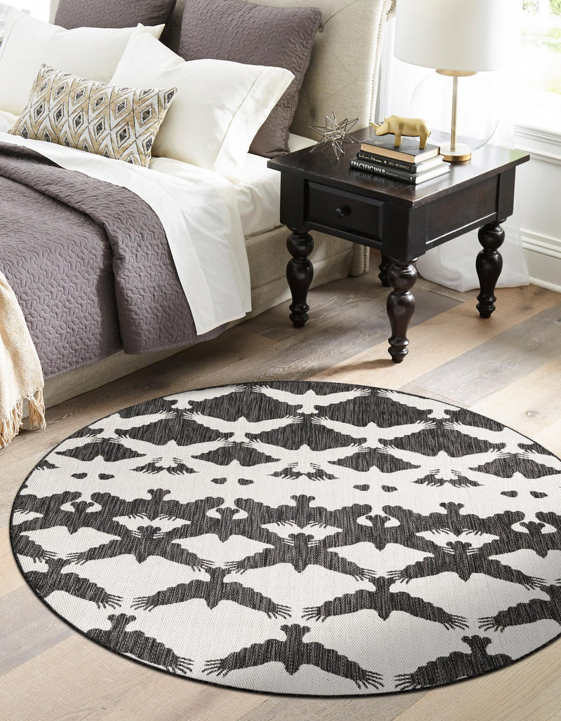 Urban Terrace Collection Area Rug -  Gramercy Round Black and White  lifestyle 32