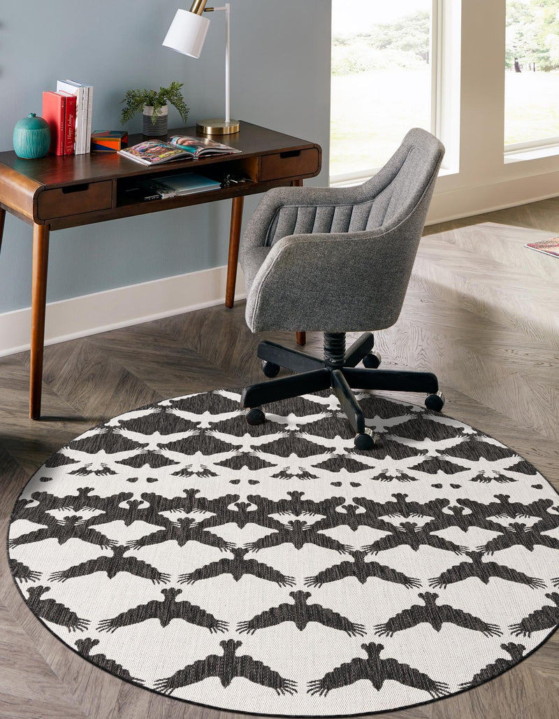 Urban Terrace Collection Area Rug -  Gramercy Round Black and White  lifestyle 38