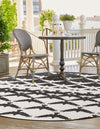 Urban Terrace Collection Area Rug -  Gramercy Round Black and White  lifestyle 41