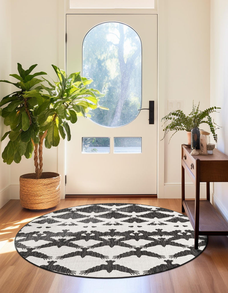 Urban Terrace Collection Area Rug -  Gramercy Round Black and White  lifestyle 44