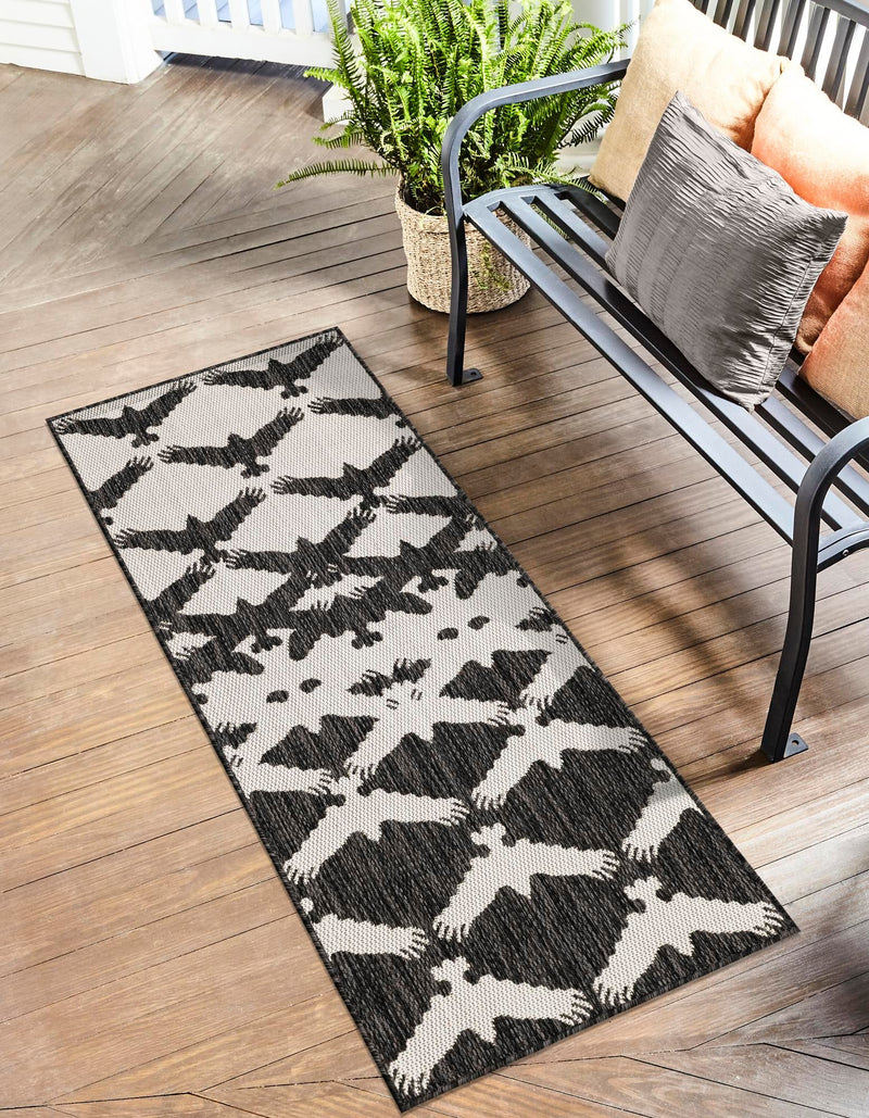 Urban Terrace Collection Area Rug -  Gramercy Runner Black and White  lifestyle 0