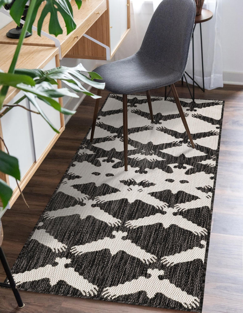 Urban Terrace Collection Area Rug -  Gramercy Runner Black and White  lifestyle 2