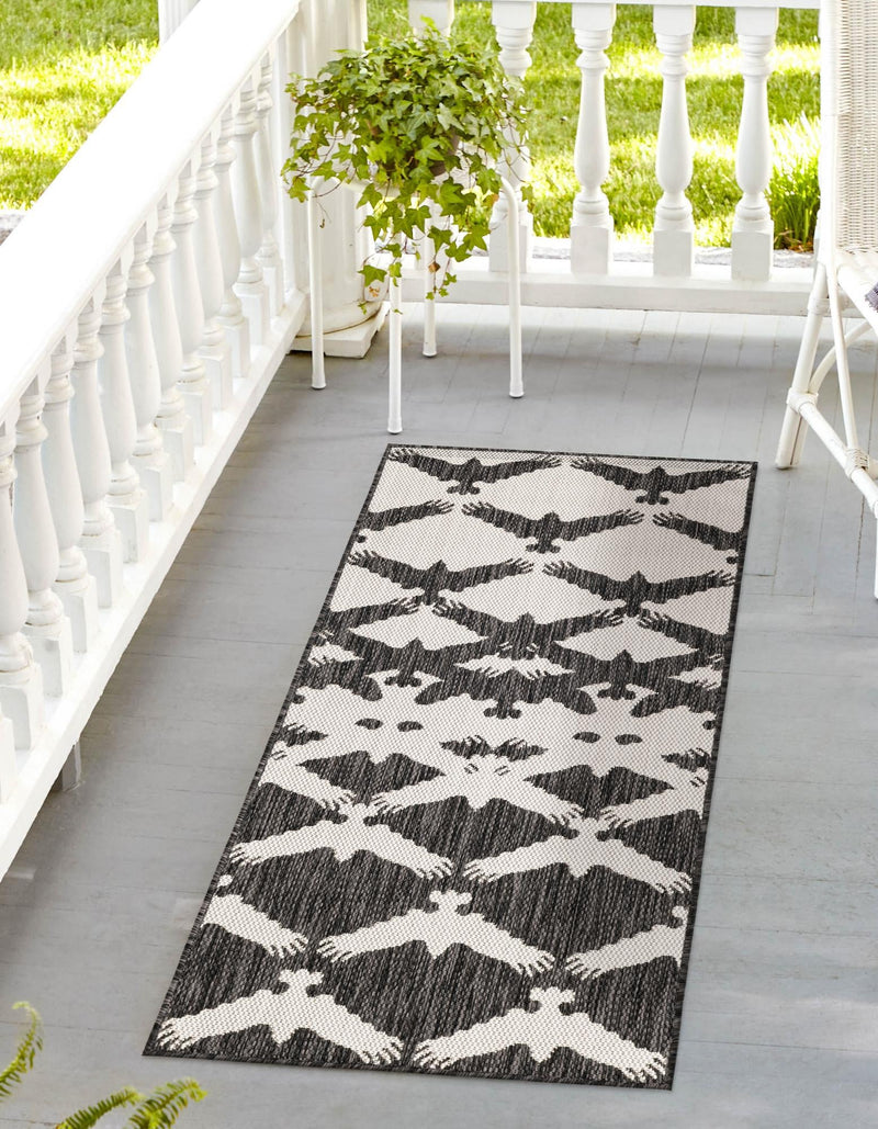 Urban Terrace Collection Area Rug -  Gramercy Runner Black and White  lifestyle 9