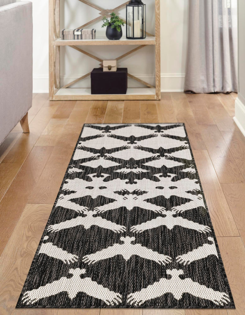 Urban Terrace Collection Area Rug -  Gramercy Runner Black and White  lifestyle 10