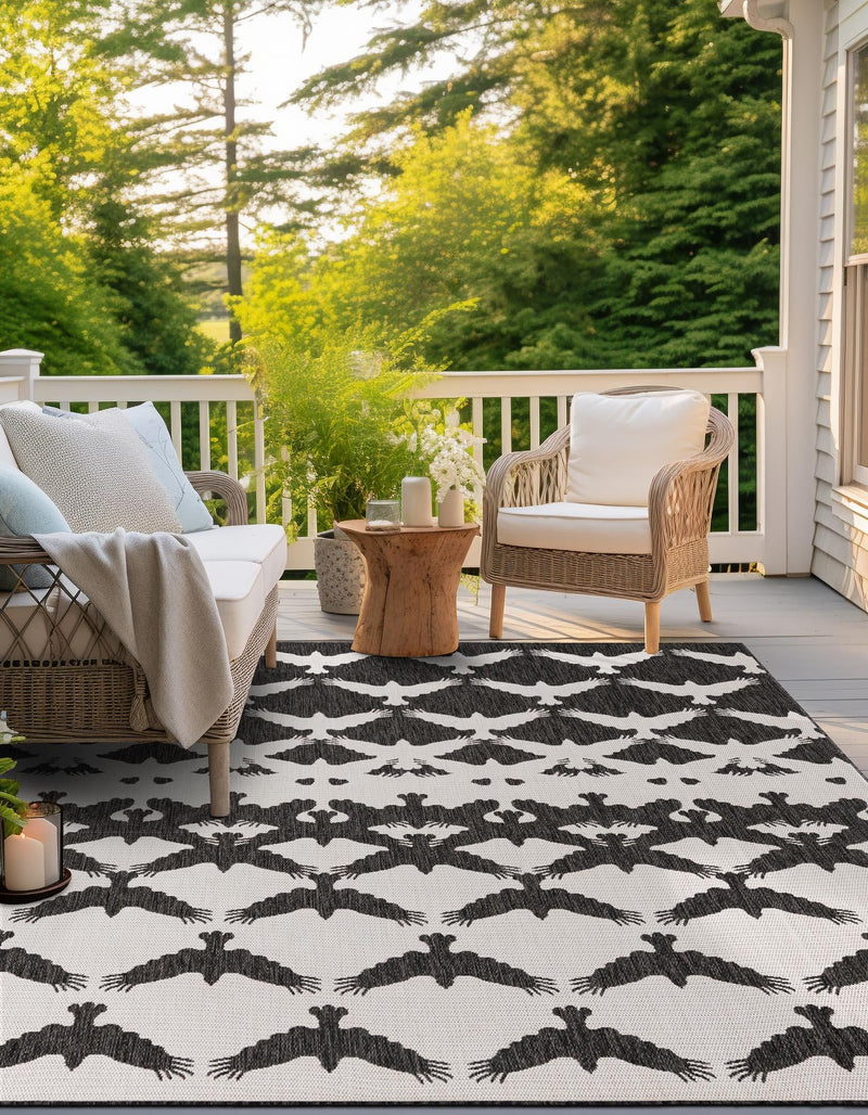 Urban Terrace Collection Area Rug -  Gramercy Square Black and White  lifestyle 3