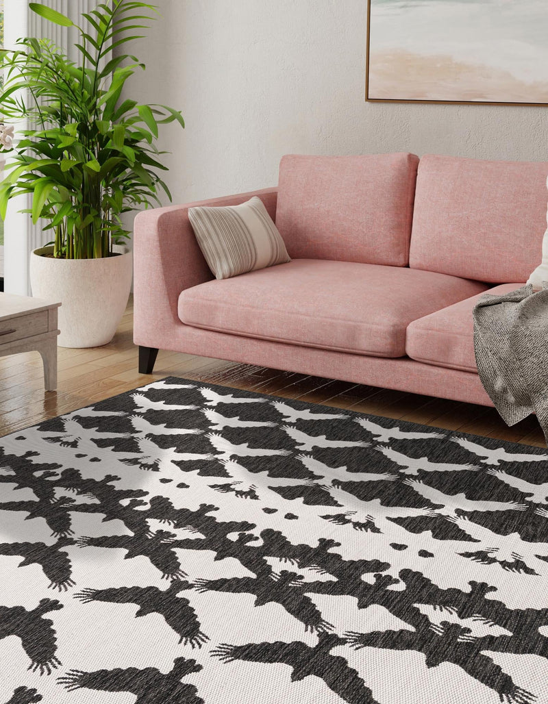 Urban Terrace Collection Area Rug -  Gramercy Square Black and White  lifestyle 4