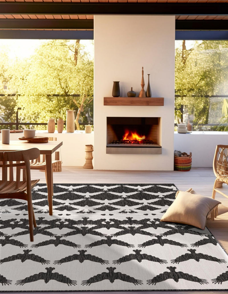 Urban Terrace Collection Area Rug -  Gramercy Square Black and White  lifestyle 9