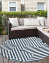 Urban Terrace Collection Area Rug -  Flatiron Round Blue  lifestyle 3