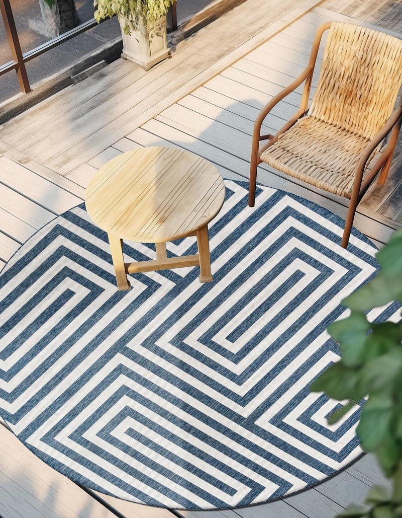 Urban Terrace Collection Area Rug -  Flatiron Round Blue  lifestyle 7