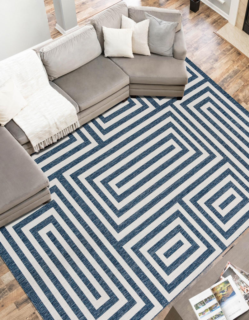 Urban Terrace Collection Area Rug -  Flatiron Rectangle Blue  lifestyle 2