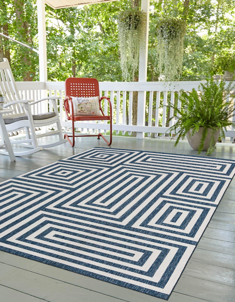 Urban Terrace Collection Area Rug -  Flatiron Rectangle Blue  lifestyle 9