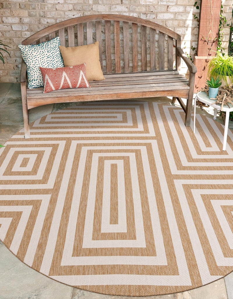 Urban Terrace Collection Area Rug -  Flatiron Round Taupe  lifestyle 0