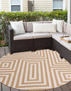 Urban Terrace Collection Area Rug -  Flatiron Round Taupe  lifestyle 3