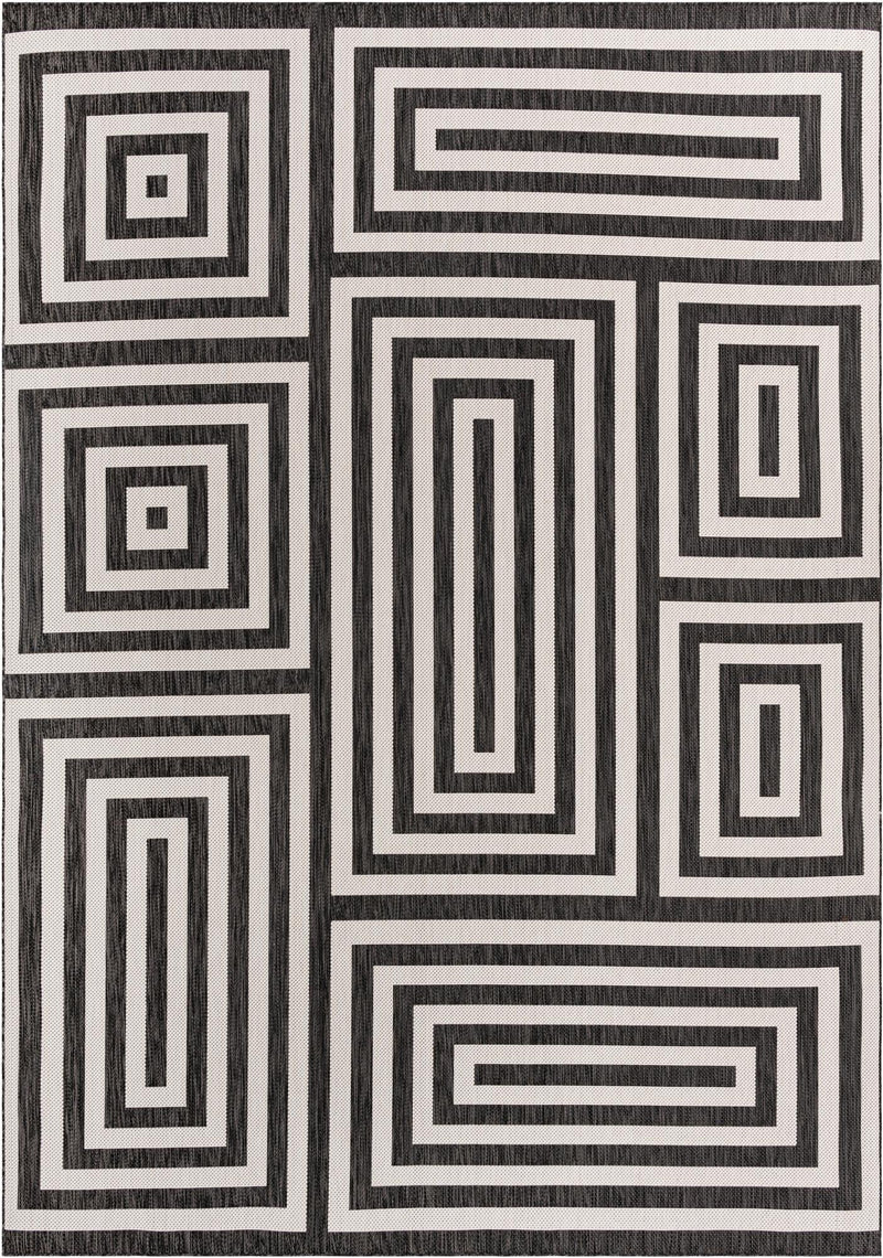 Urban Terrace Collection Area Rug -  Flatiron Rectangle Black and White  lifestyle 4