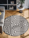 Urban Terrace Collection Area Rug -  Flatiron Round Black and White  lifestyle 102