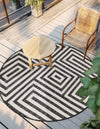 Urban Terrace Collection Area Rug -  Flatiron Round Black and White  lifestyle 111