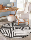 Urban Terrace Collection Area Rug -  Flatiron Round Black and White  lifestyle 138