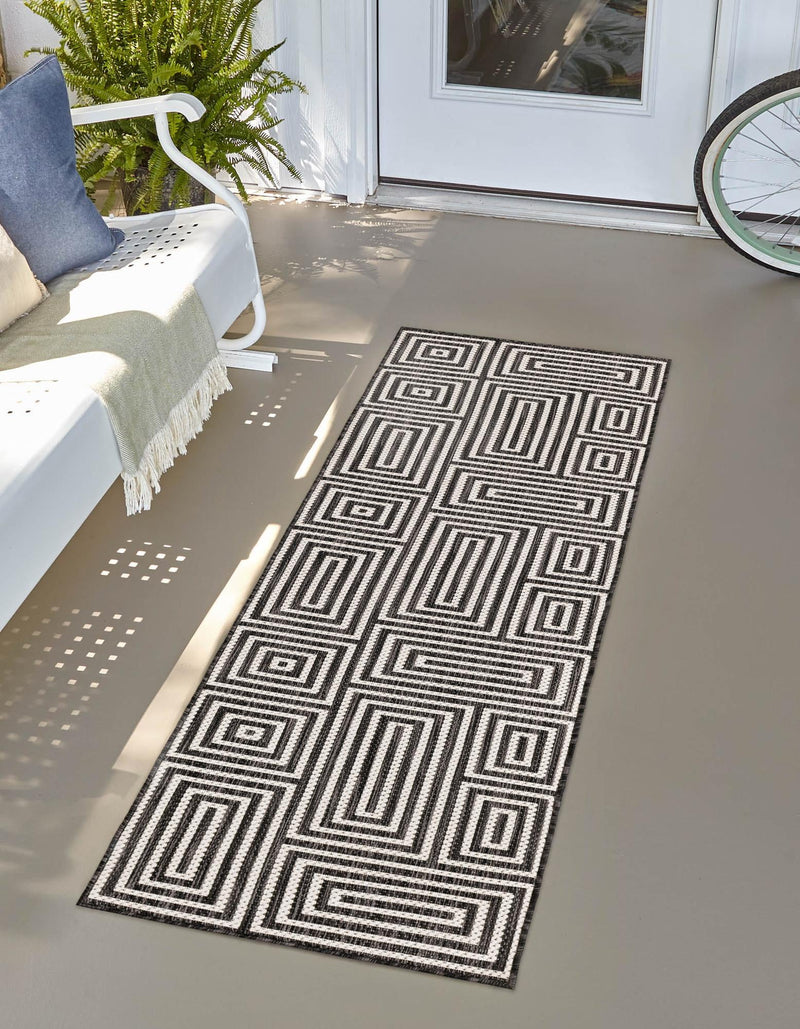 Urban Terrace Collection Area Rug -  Flatiron Runner Black and White  lifestyle 58