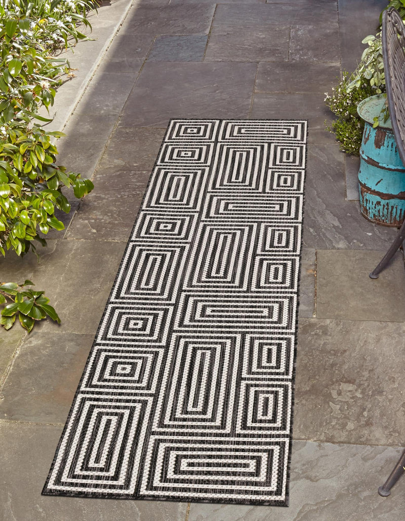 Urban Terrace Collection Area Rug -  Flatiron Runner Black and White  lifestyle 112