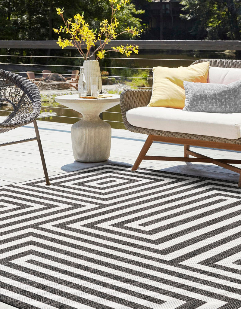 Urban Terrace Collection Area Rug -  Flatiron Square Black and White  lifestyle 77