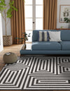 Urban Terrace Collection Area Rug -  Flatiron Square Black and White  lifestyle 86