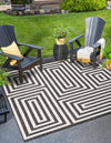 Urban Terrace Collection Area Rug -  Flatiron Square Black and White  lifestyle 131