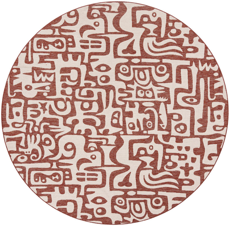 Urban Terrace Collection Area Rug -  Madison Round Rust Red  lifestyle 74