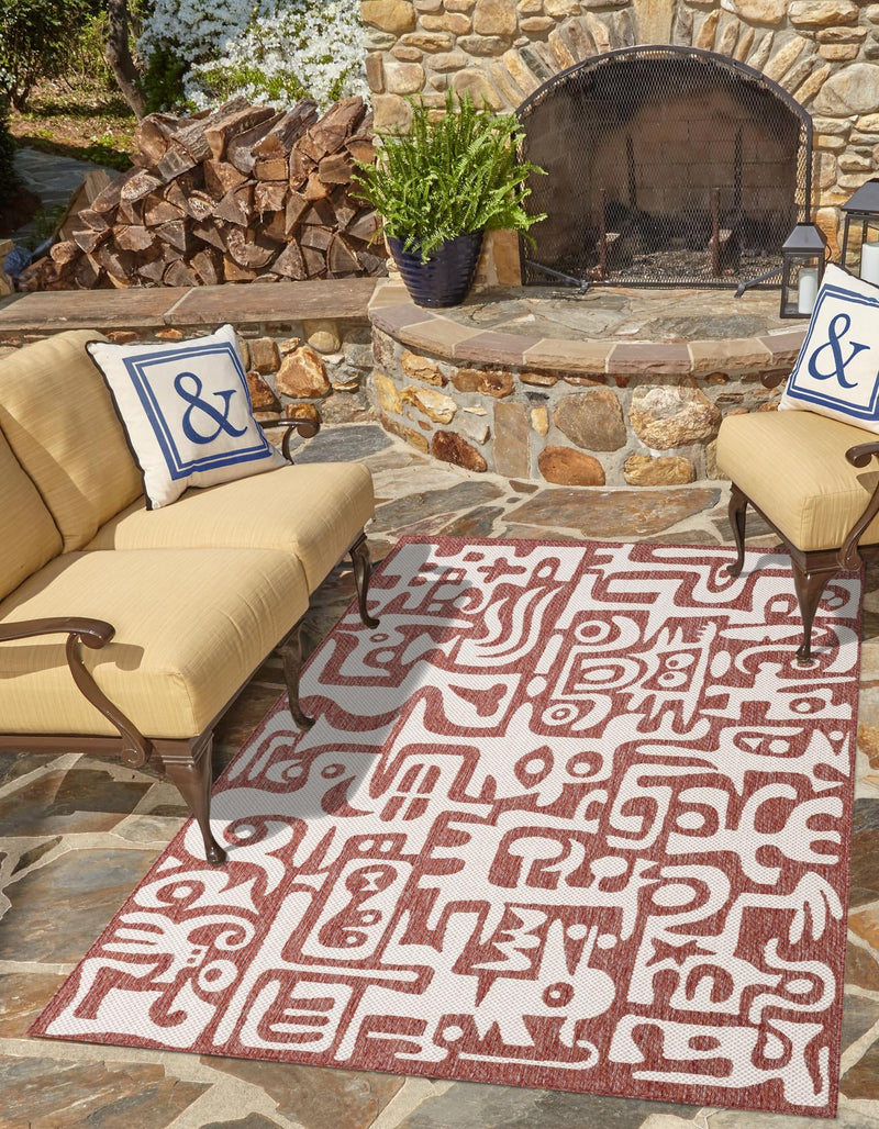 Urban Terrace Collection Area Rug -  Madison Rectangle Rust Red  lifestyle 2