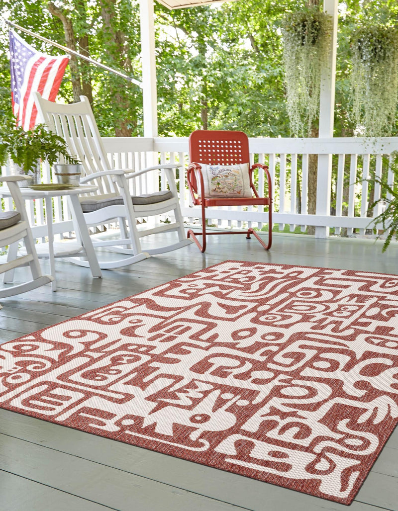 Urban Terrace Collection Area Rug -  Madison Rectangle Rust Red  lifestyle 3