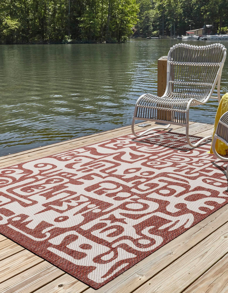 Urban Terrace Collection Area Rug -  Madison Rectangle Rust Red  lifestyle 6