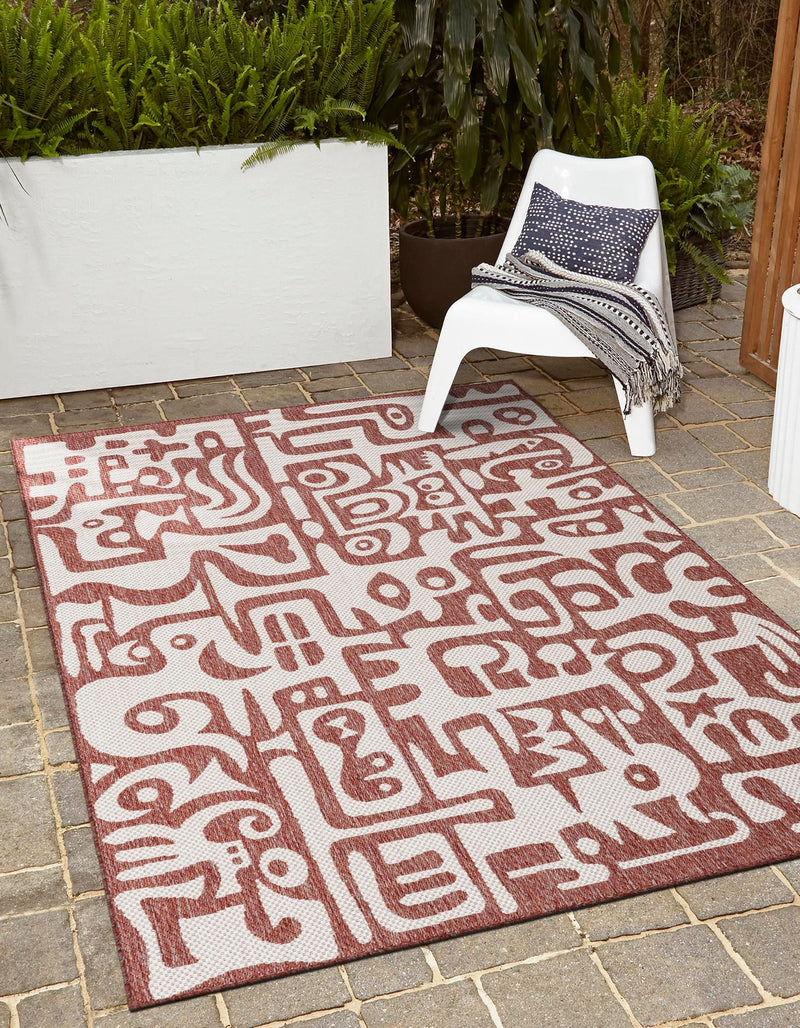 Urban Terrace Collection Area Rug -  Madison Rectangle Rust Red  lifestyle 7